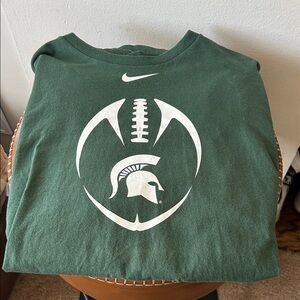 Nike Michigan State Football Forest Green Tee with White Graphic